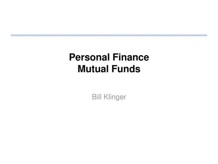 Personal Finance Mutual Funds