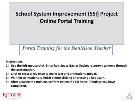 School System Improvement (SSI) Project Online Portal Training