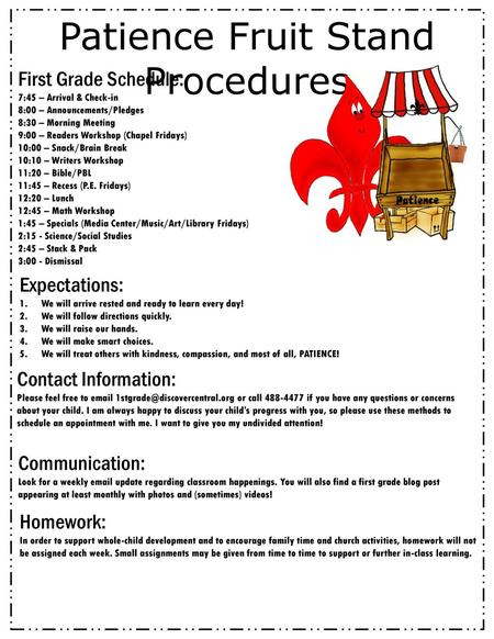 Patience Fruit Stand Procedures