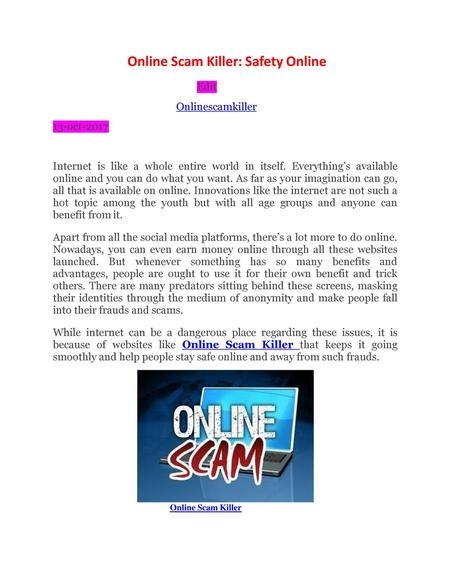 Online Scam Killer: Safety Online