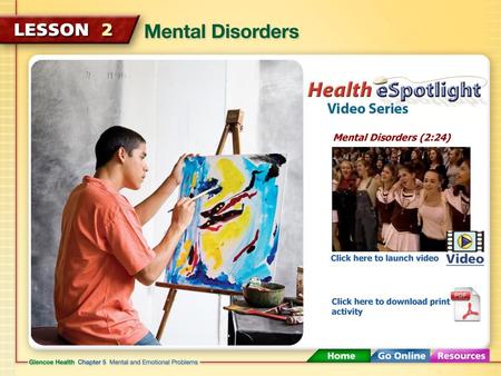 Mental Disorders (2:24) Click here to launch video