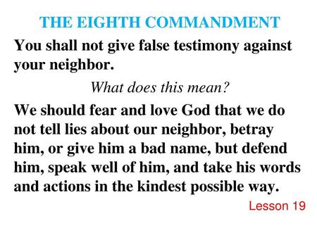 THE EIGHTH COMMANDMENT