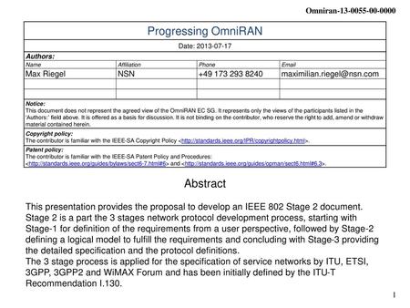 Progressing OmniRAN Abstract