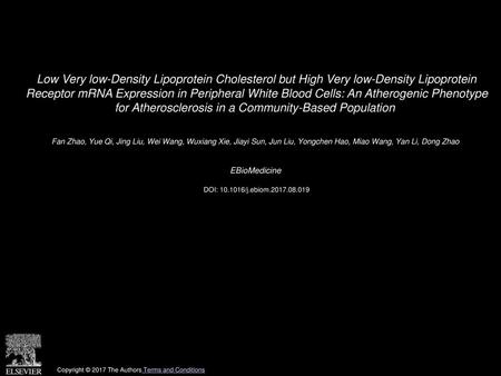 Low Very low-Density Lipoprotein Cholesterol but High Very low-Density Lipoprotein Receptor mRNA Expression in Peripheral White Blood Cells: An Atherogenic.