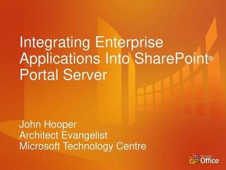 Integrating Enterprise Applications Into SharePoint® Portal Server