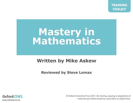 Mastery in Mathematics