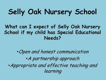 Selly Oak Nursery School