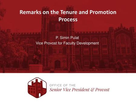 Remarks on the Tenure and Promotion Process