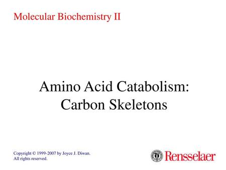 Amino Acid Catabolism: Carbon Skeletons