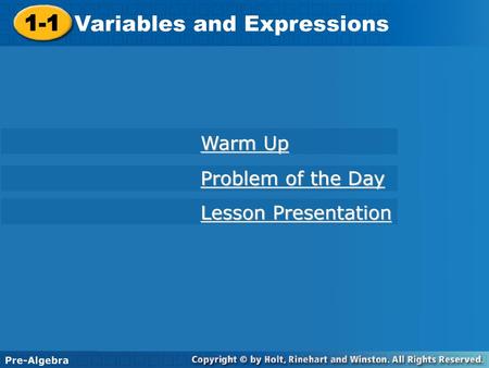 Variables and Expressions