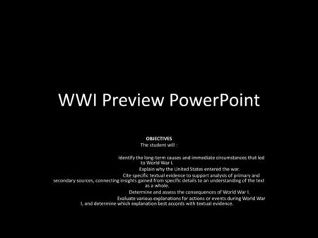 WWI Preview PowerPoint