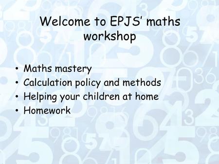 Welcome to EPJS’ maths workshop