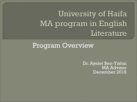 University of Haifa MA program in English Literature