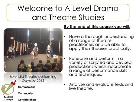 Welcome to A Level Drama and Theatre Studies