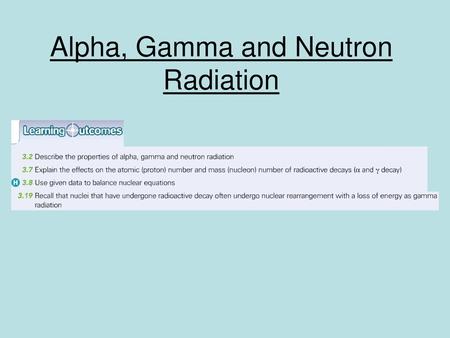 Alpha, Gamma and Neutron Radiation