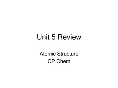 Atomic Structure CP Chem