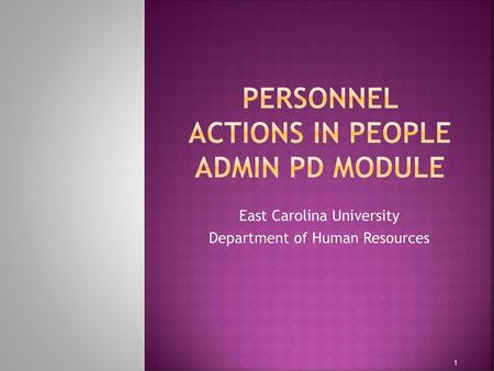 Personnel actions in People Admin PD module