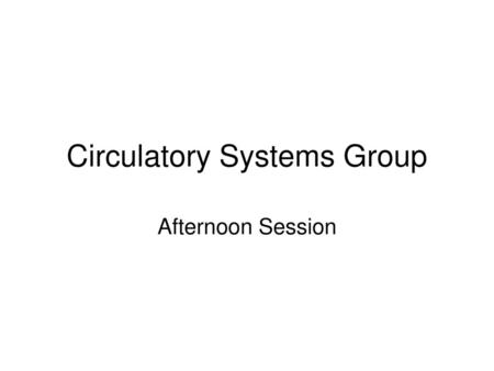 Circulatory Systems Group