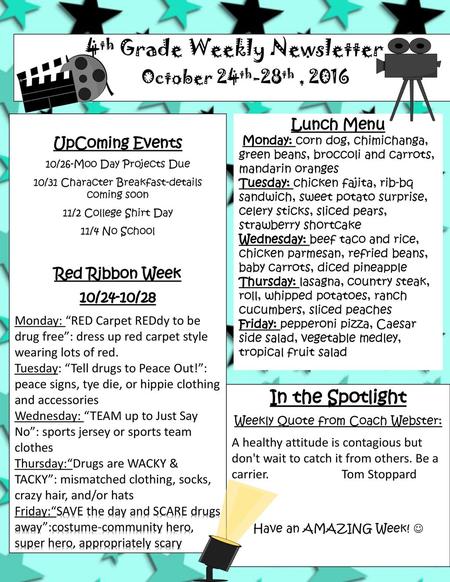 4th Grade Weekly Newsletter