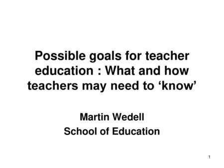 Martin Wedell School of Education