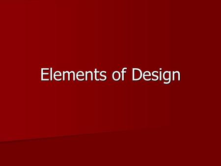 Elements of Design.