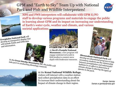 NPS and FWS interpreters will collaborate with GPM E/PO