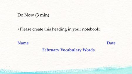 February Vocabulary Words