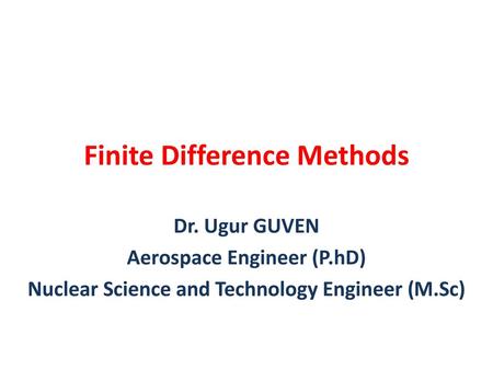 Finite Difference Methods