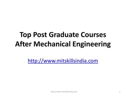 Top Post Graduate Courses After Mechanical Engineering