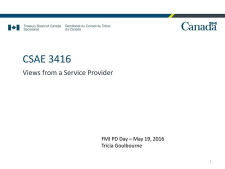 CSAE 3416 Views from a Service Provider FMI PD Day – May 19, 2016