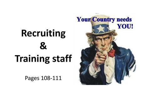 Recruiting & Training staff Pages