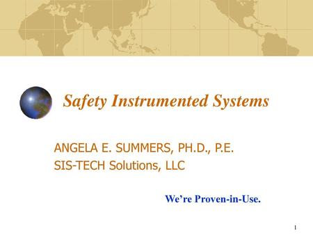 Safety Instrumented Systems