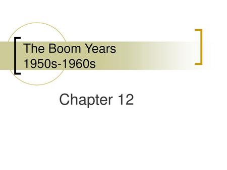 The Boom Years 1950s-1960s Chapter 12.