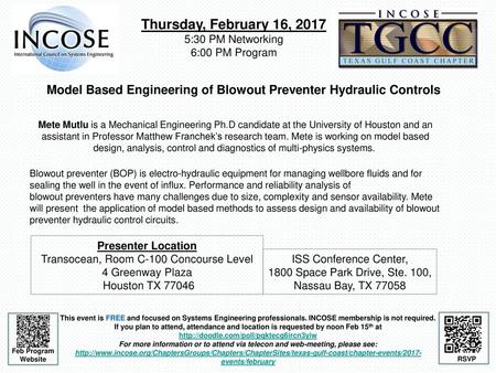 Model Based Engineering of Blowout Preventer Hydraulic Controls