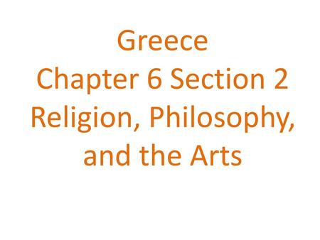 Religion, Philosophy, and the Arts