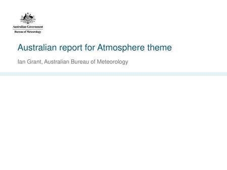 Australian report for Atmosphere theme