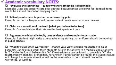 Academic vocabulary NOTES: