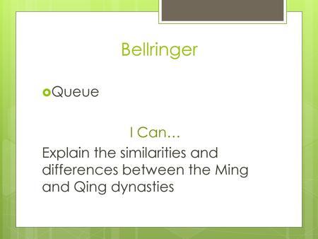 Bellringer Queue I Can…