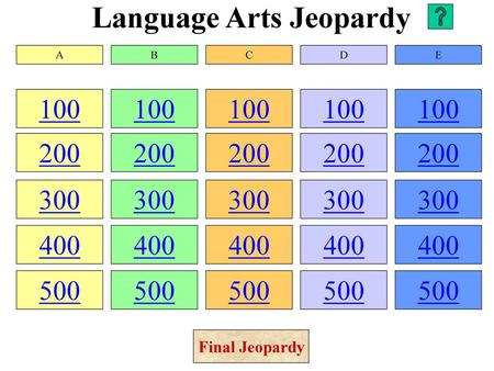 Language Arts Jeopardy