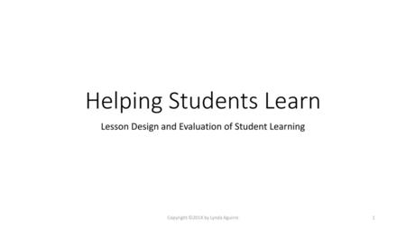 Helping Students Learn