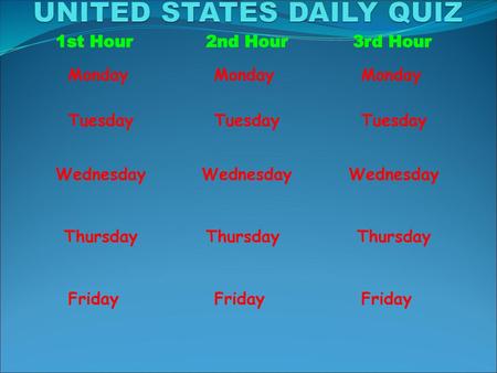 UNITED STATES DAILY QUIZ