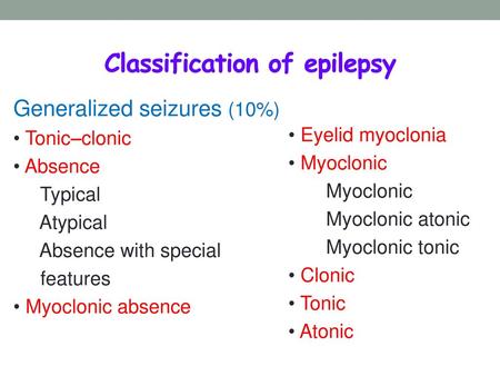 Classification of epilepsy