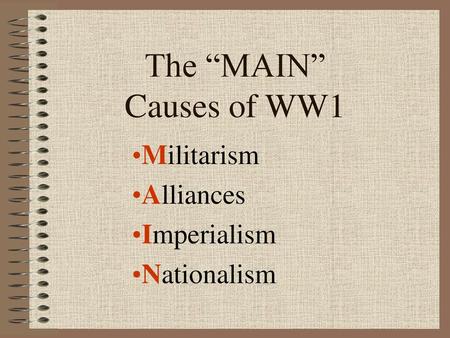 Militarism Alliances Imperialism Nationalism