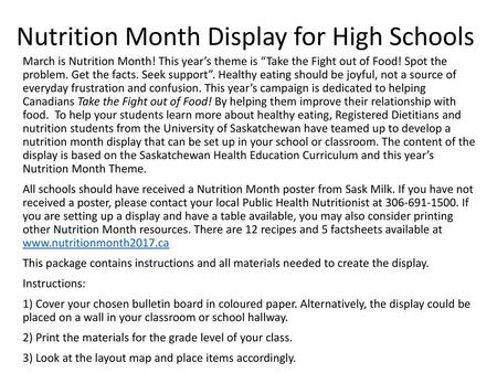 Nutrition Month Display for High Schools