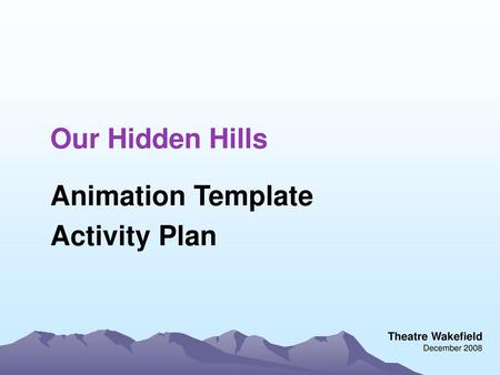 Animation Template Activity Plan