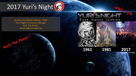 2017 Yuri’s Night APRIL 12th Rock The Planet !