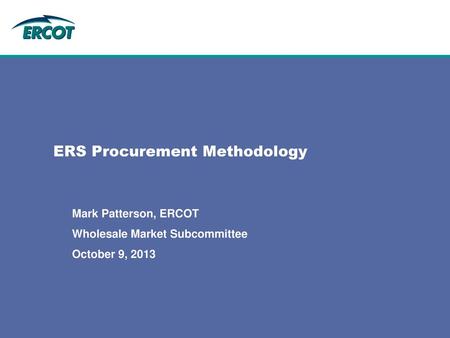 ERS Procurement Methodology