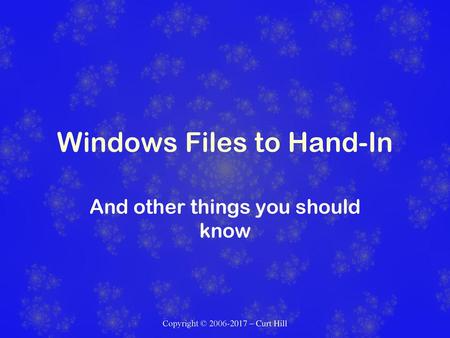 Windows Files to Hand-In