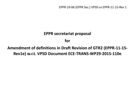 EPPR secretariat proposal