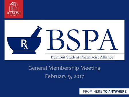 General Membership Meeting February 9, 2017